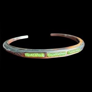 Carolyn Pollack Relios Sterling Silver Turquoise Chip Inlay Cuff Southwestern